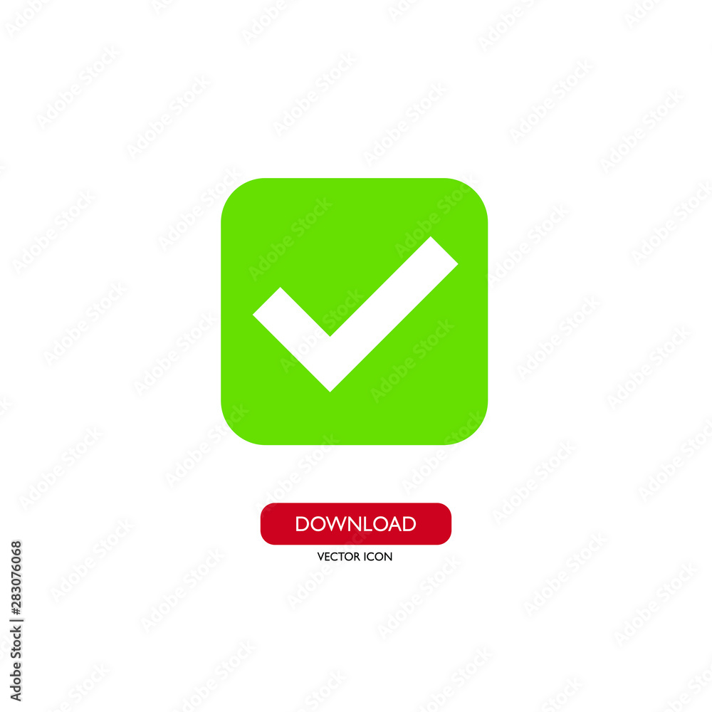 Check Mark Icon Vector Illustration. Green icon. Check Mark Icon Vector Illustration. Green icon.