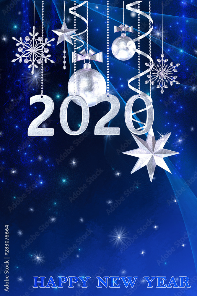 Christmas shining background New Year, 2020, silver balls, fantastic blurred cloud and sky gradient, soft focus, grunge texture, glittering sparkling stars, curls, burning lights, dream. 3d rendering Christmas shining background New Year, 2020, silver balls, fantastic blurred cloud and sky gradient, soft focus, grunge texture, glittering sparkling stars, curls, burning lights, dream. 3d rendering