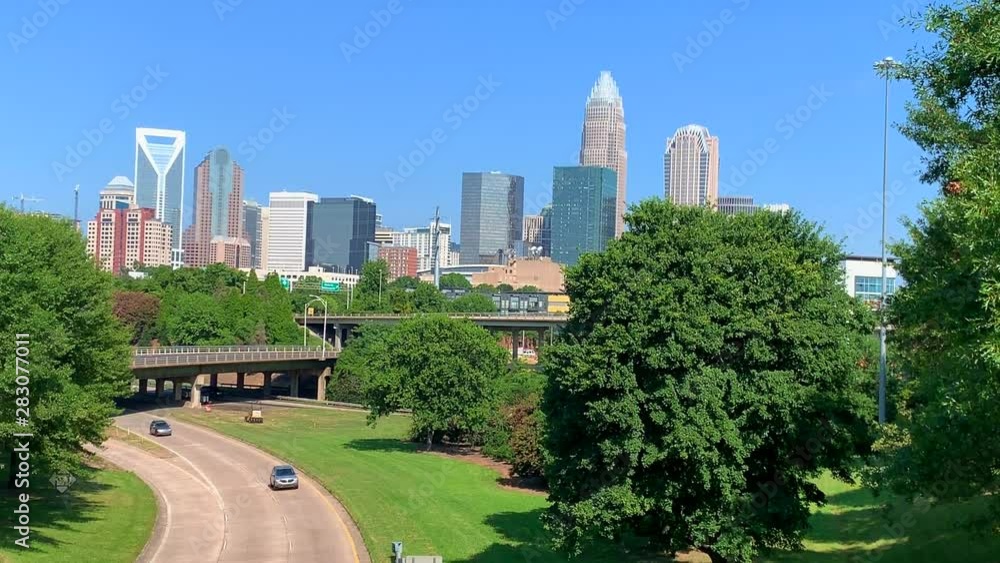 Charlotte NC skyline cityscape on a blue sky summer day Charlotte NC skyline cityscape on a blue sky summer day