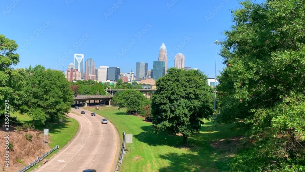 Charlotte NC skyline cityscape on a blue sky summer day Charlotte NC skyline cityscape on a blue sky summer day