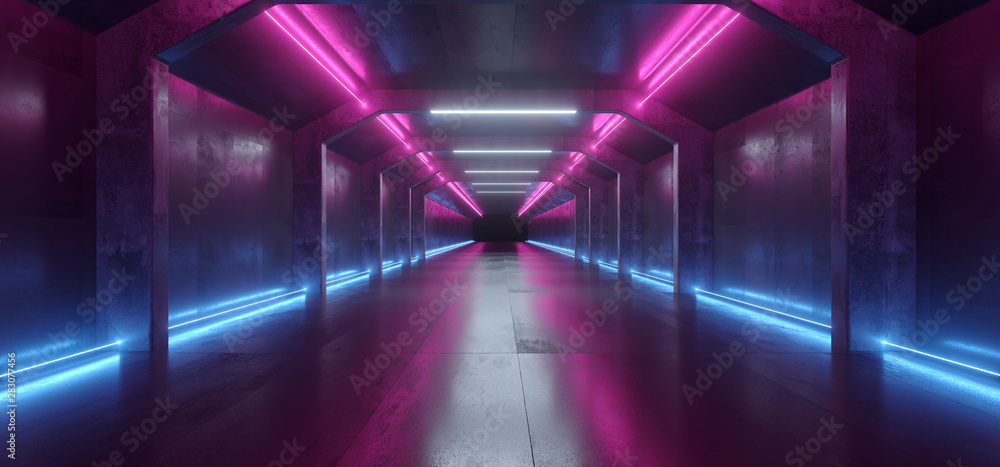 Sci Fi Futuristic Neon Glowing Purple Blue Vibrant Reflective Dark ...