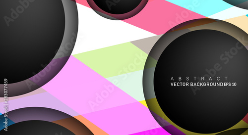 Geometric vector backgrounds that overlap layers on black space circle for text and background designs