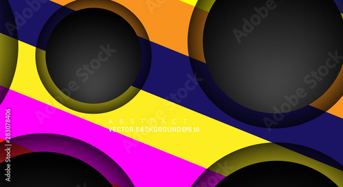 Geometric vector backgrounds that overlap layers on black space circle for text and background designs