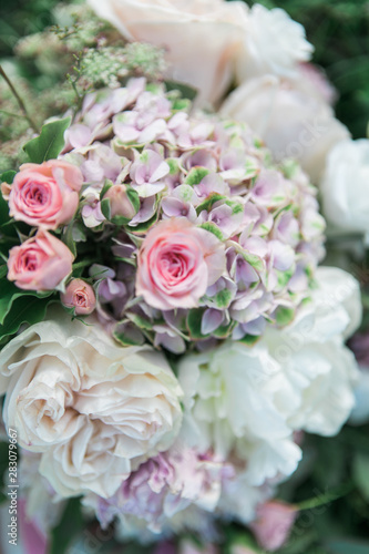 purple and pink organic wedding bouquet  © Deidre