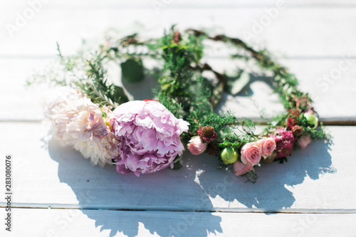 pink and purple flower crown  wedding flower crowns