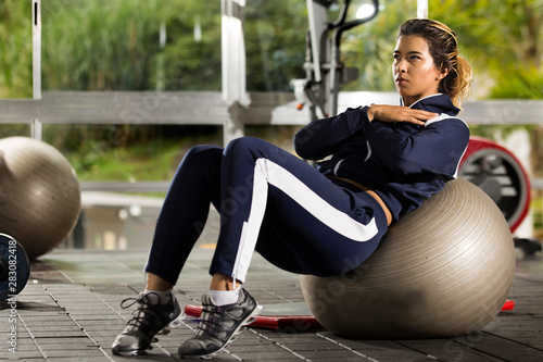 Woman exercising her body. Exercise concept, lose weight, strengthen muscles. Healthy mind