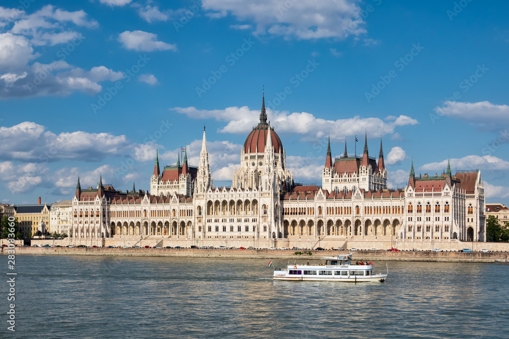 Parliament Building along river Danube, seat National Assembly of Hungary