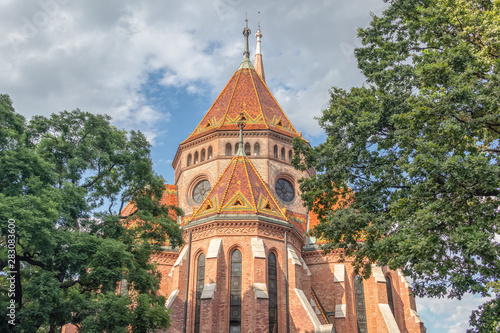 View of calvinist Reformed Church in Budapest Hungary photo