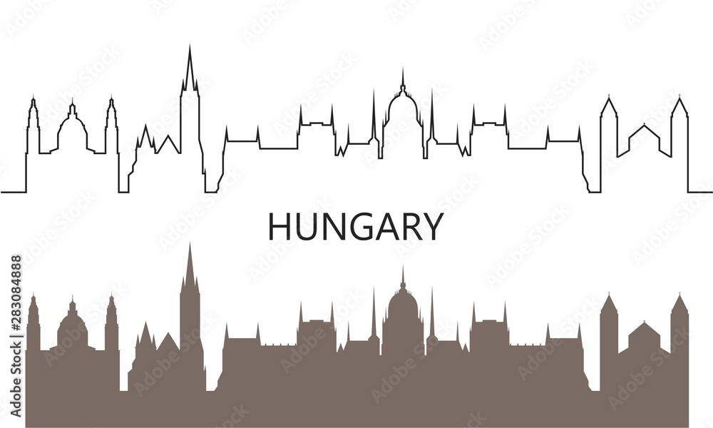 Hungary logo. Isolated Hungarian architecture on white background
