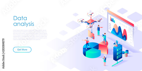 Modern flat design isometric concept of Auditing, Data Analysis for banner and website. Isometric landing page template. Audit documentation, economic analysis financial budget. Vector illustration.