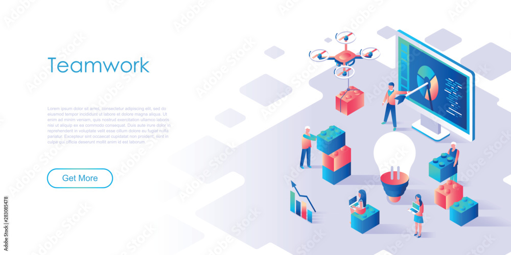Modern flat design isometric concept of Teamwork for banner and website. Isometric landing page template. Business, workflow management and office situations. Vector illustration. Modern flat design isometric concept of Teamwork for banner and website. Isometric landing page template. Business, workflow management and office situations. Vector illustration.