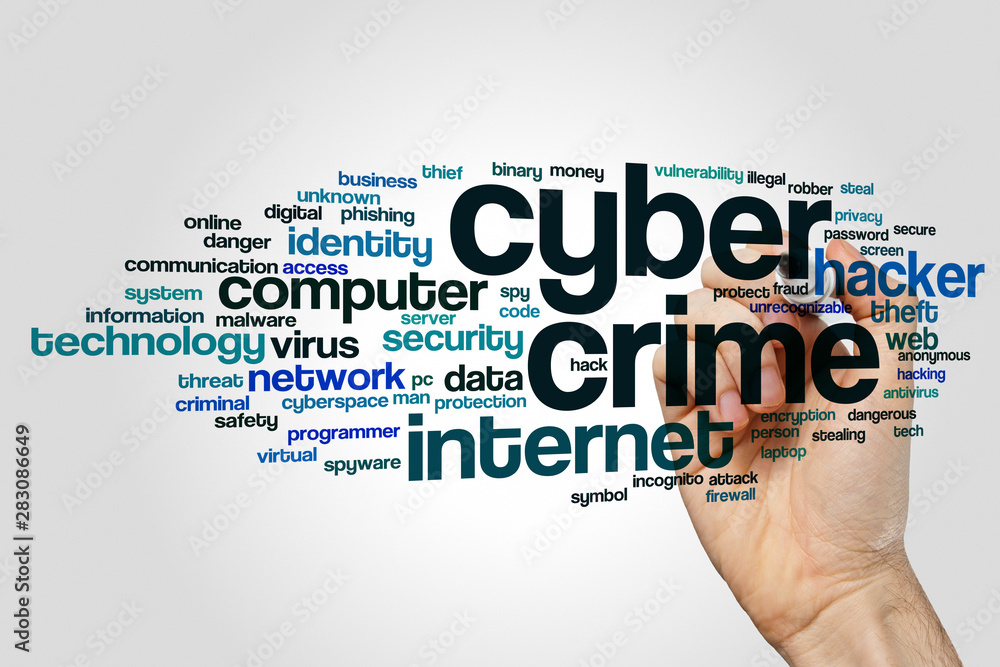 Cyber crime word cloud concept on grey background Cyber crime word cloud concept on grey background
