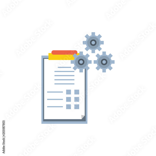 checklist clipboard order with industry gears