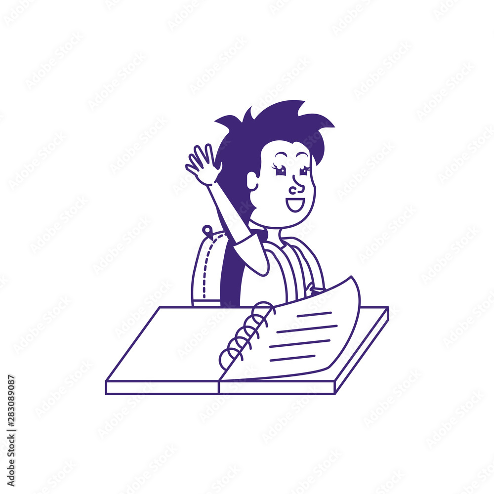 cute little student girl with notebook school cute little student girl with notebook school