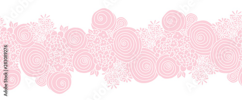 Seamless floral vector border pink. Flowers Repeating background. 