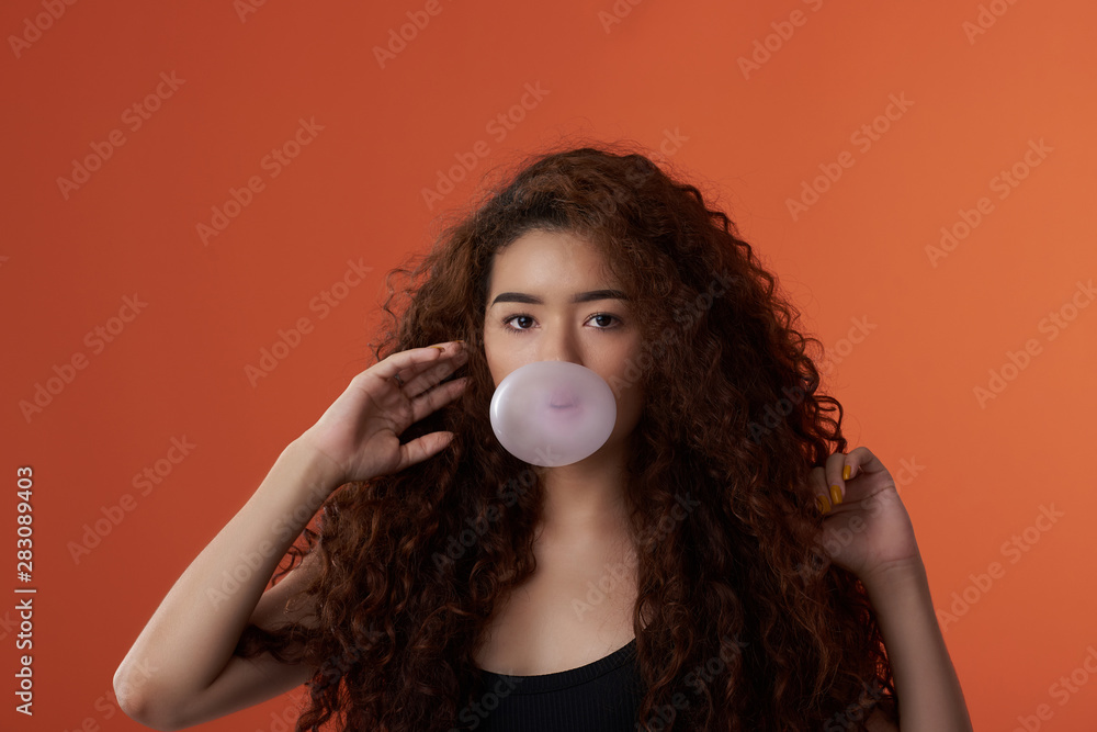 Glamour girl with bubble gum ball Glamour girl with bubble gum ball