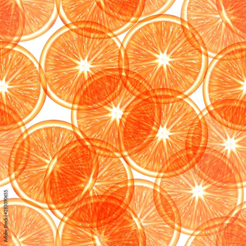 Sliced orange seamless pattern. Vibrant exotic fruits background