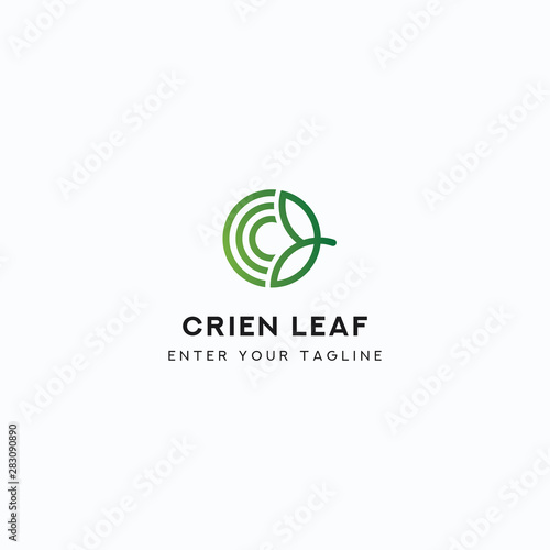 Logo Letter C Leaf, Concept Letter C + Icon Green Leaf.