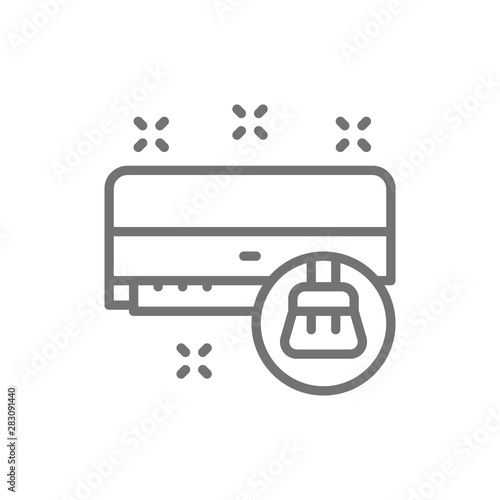 Air conditioner cleaning, air humidification line icon.