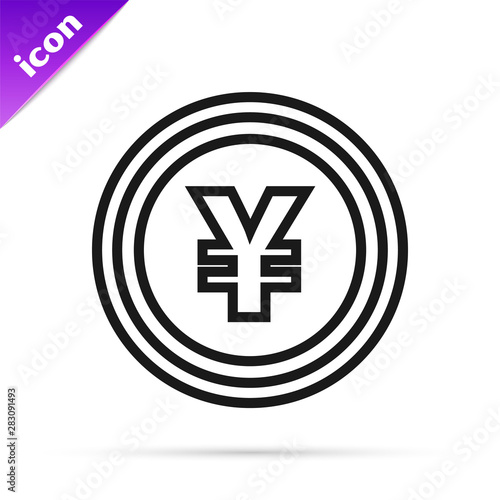 Black line Cryptocurrency coin Bitcoin icon isolated on white background. Blockchain technology, bitcoin, digital money market, cryptocoin wallet. Vector Illustration