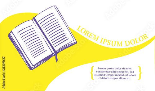 The book is a symbol of literature and knowledge. Banner template for a publishing house, library or bookstore.