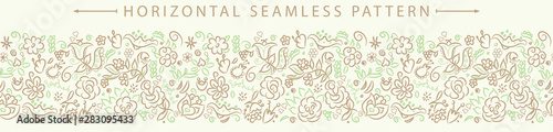 Vector horizontal seamless border with beautiful floral element
