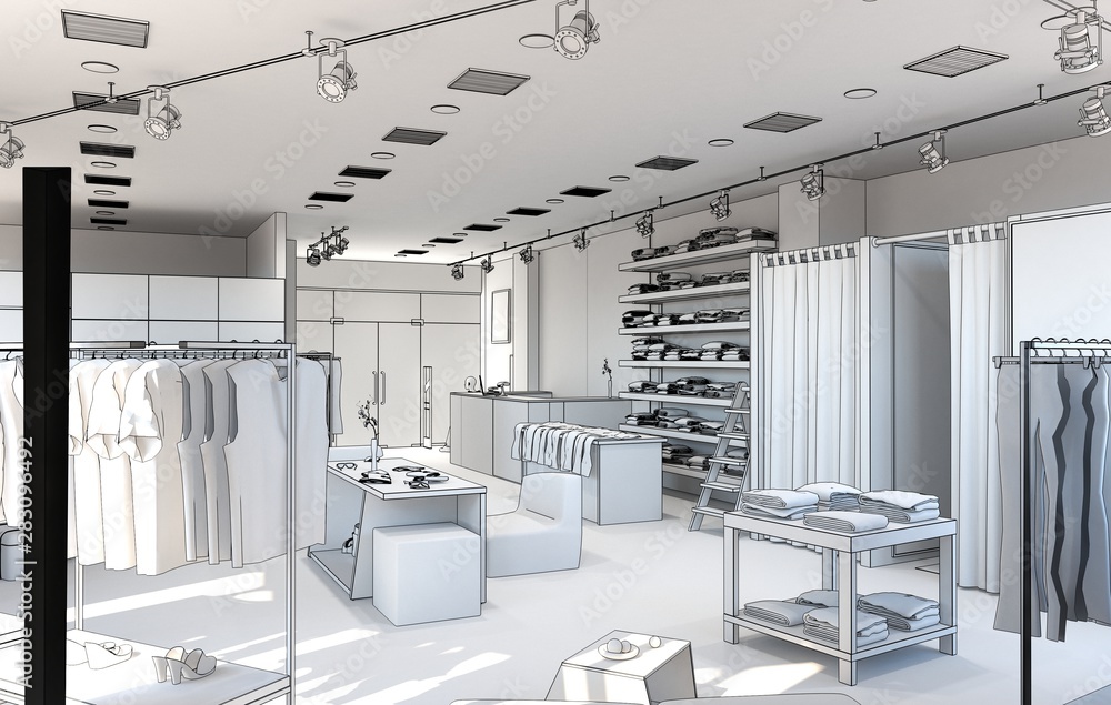 shop, store, shopping mall, interior visualization, 3D illustration shop, store, shopping mall, interior visualization, 3D illustration