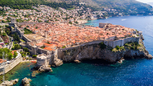 Fototapeta Naklejka Na Ścianę i Meble -  Aerial view of Dubrovnik, King's Landing, in sunny Croatia. Travel destination.
