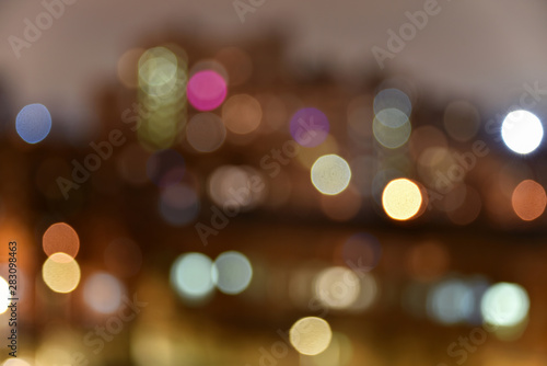 Bokeh of lights of night city as background