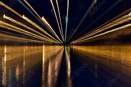 Bokeh of lights of night city as background