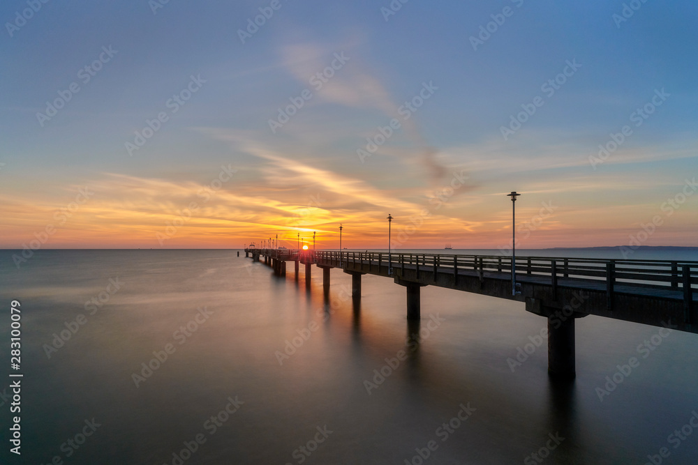 Pier before dawn, Baltic Sea, Ahlbeck (Heringsdorf) Germany - long exposure time
