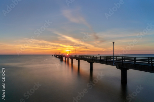 Pier before dawn, Baltic Sea, Ahlbeck (Heringsdorf) Germany - long exposure time © janmiko