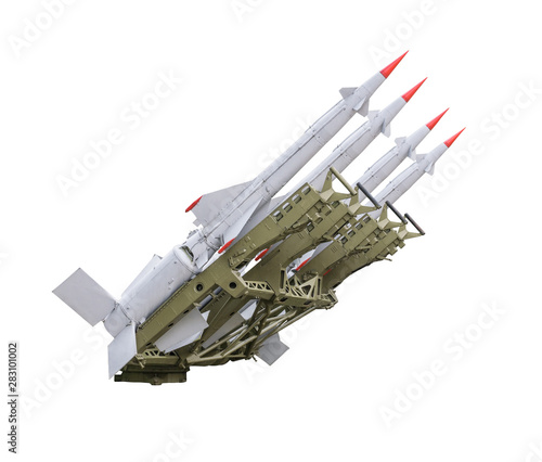 Military missiles on white background