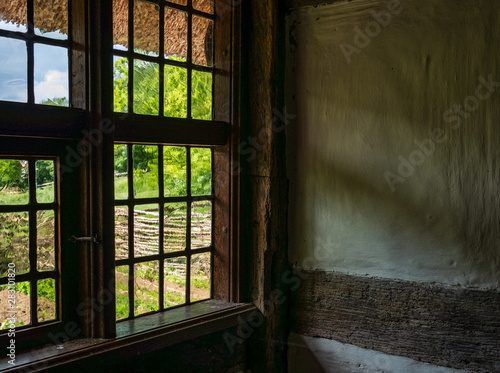 The window of an old farmhouse  inside