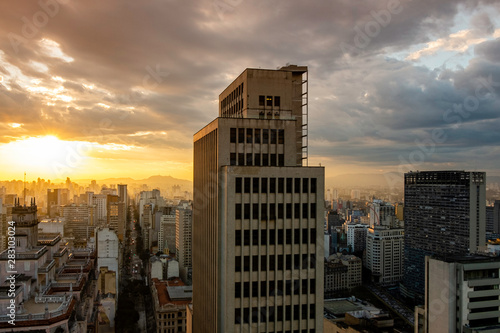 Sao Paulo city skyline sunset  Brazil.