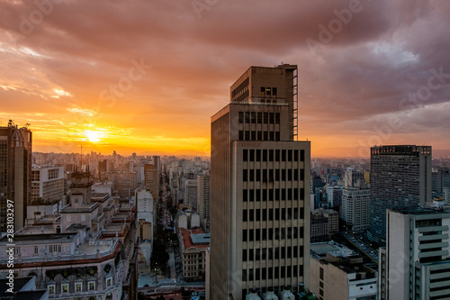 Sao Paulo city skyline sunset, Brazil.
