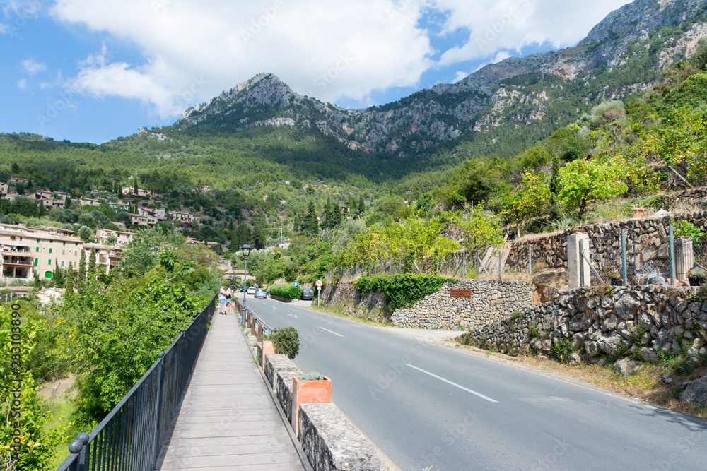Mountain road in the village of Deya in Mallorca