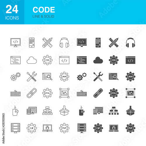 Code Line Web Glyph Icons