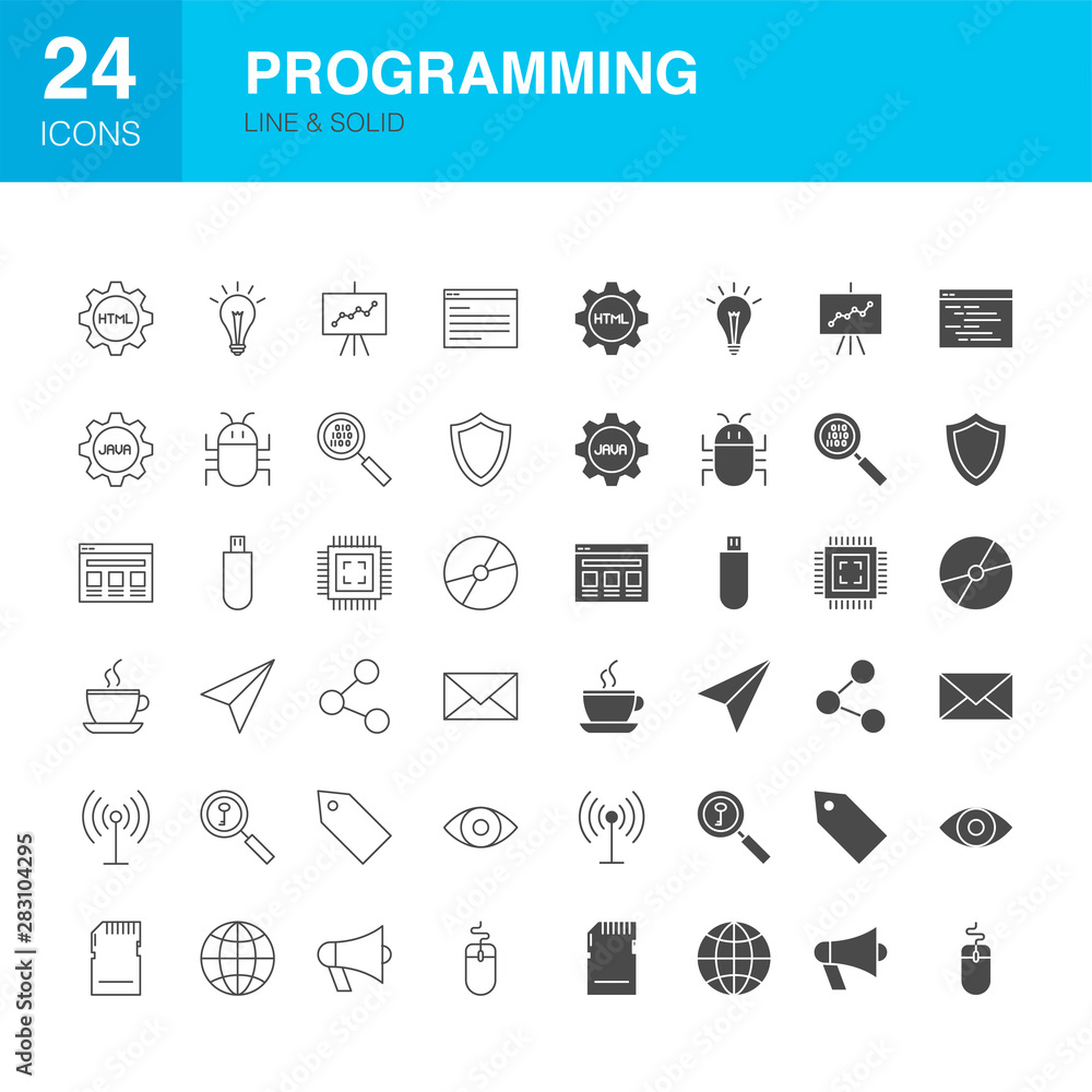 Programming Line Web Glyph Icons Programming Line Web Glyph Icons