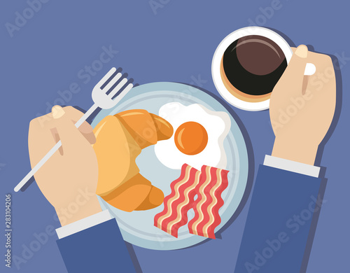breakfast cooking icons flat design