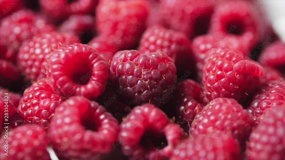 Close Up Rotation Loopable Berry. Fresh, Juicy Raspberry Background, Ripe. Macro Red Raspberries Fruit. Fresh Raspberry Fruits As Food Dackground. Healthy Food Organic Nutrition. Close Up Rotation Loopable Berry. Fresh, Juicy Raspberry Background, Ripe. Macro Red Raspberries Fruit. Fresh Raspberry Fruits As Food Dackground. Healthy Food Organic Nutrition.