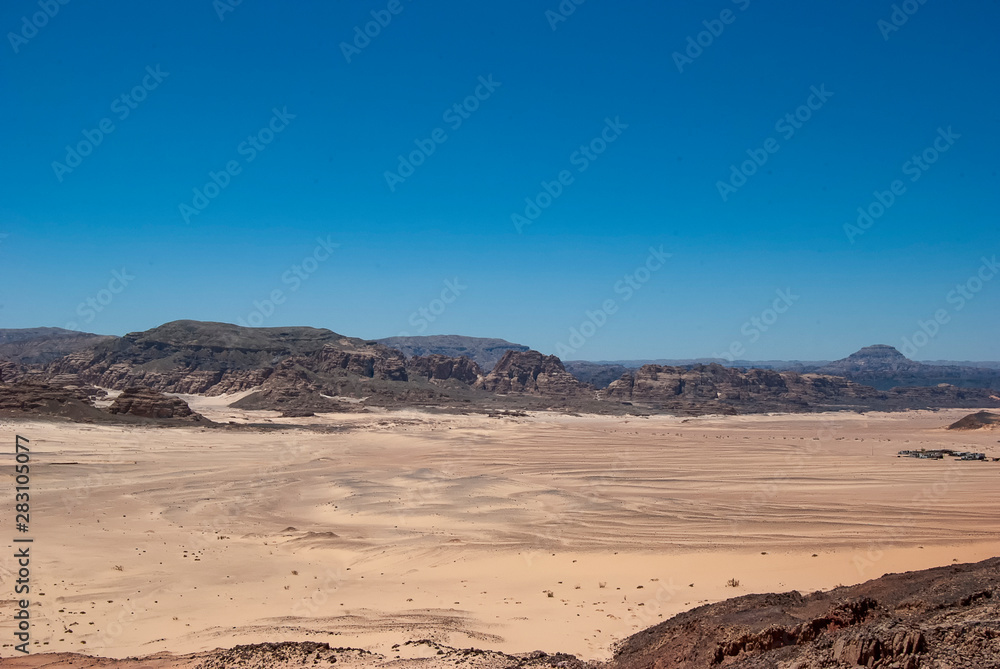 The arid landscape of the Sinai desert in Egypt