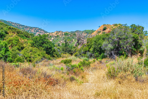 landscape in the mountains with hiking trails