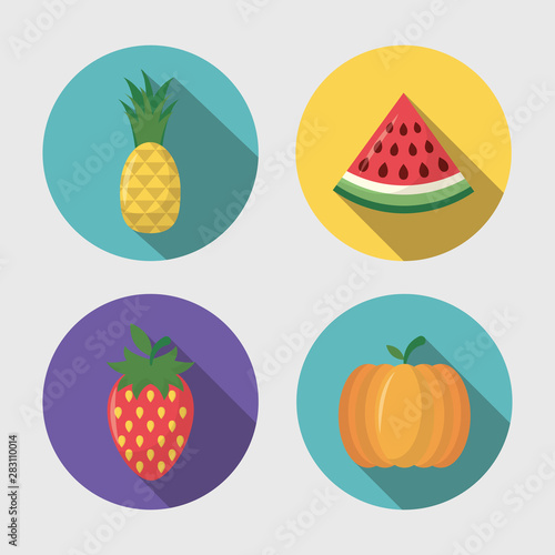 Fototapeta Naklejka Na Ścianę i Meble -  fruits cooking icons flat image design