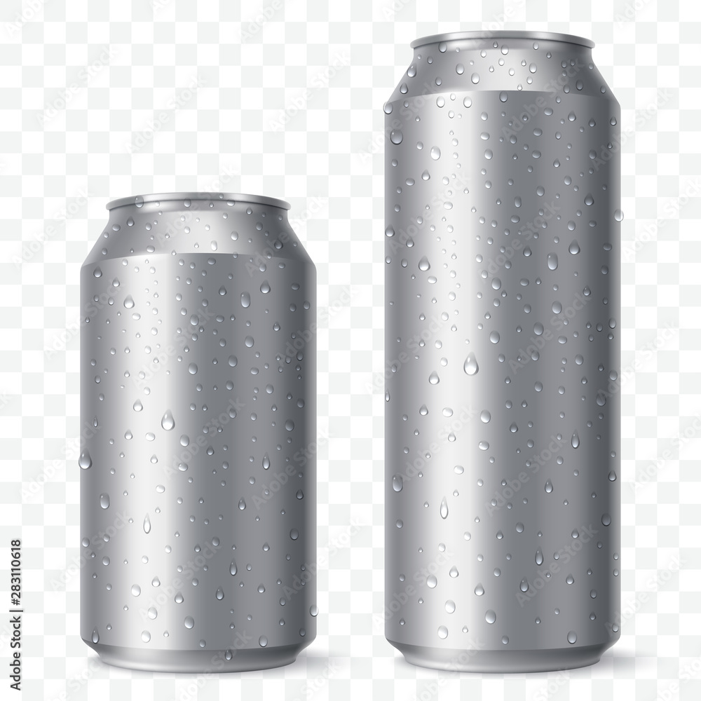 Blank beer can mock up with condensation droplets. Small and aig