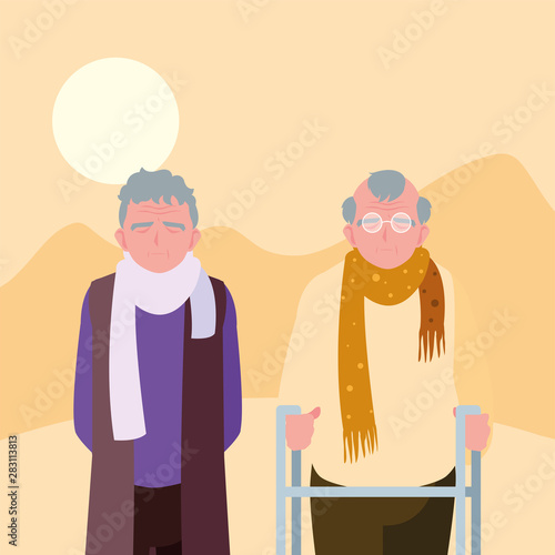 happy grandparents day flat design