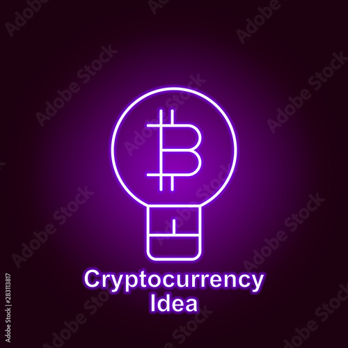 bitcoin idea outline icon in neon style. Element of cryptocurrency illustration icons. Signs and symbols can be used for web, logo, mobile app, UI, UX