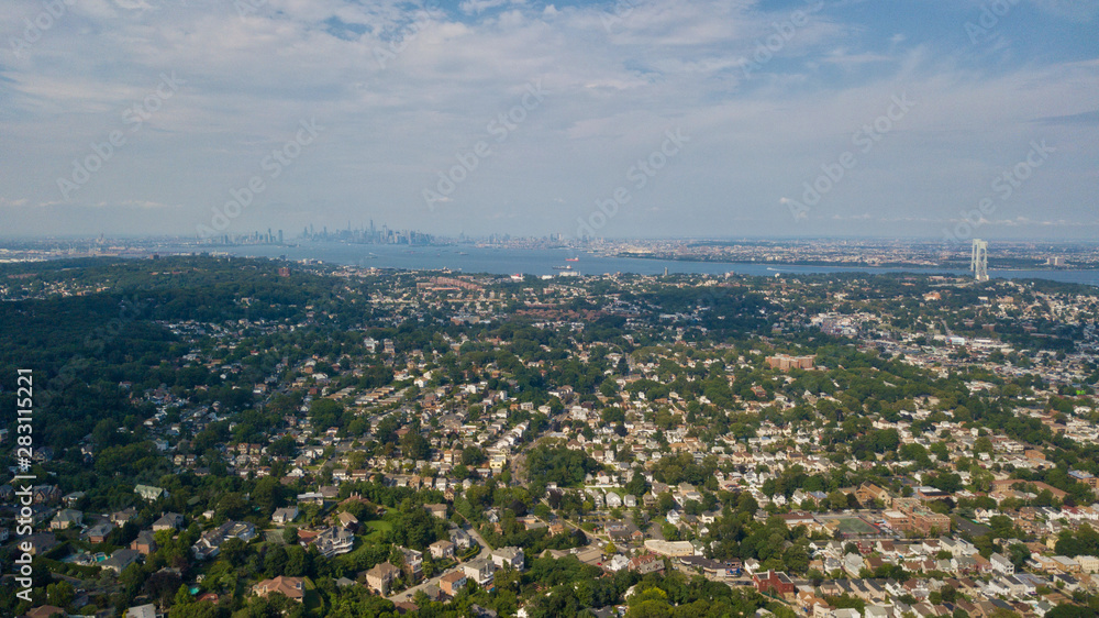 Aerial Drone Staten Island Verrazano Bridge Brooklyn