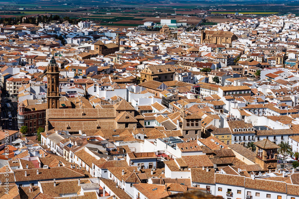 Obraz premium San Sebastian church tower in Antequera, Malaga Province, Andalusia, Spain