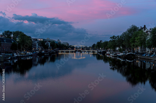 Amsterdam Canal and Sunset